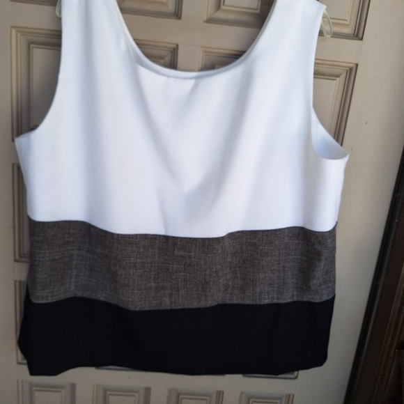 Perceptions Plus Sz22W Suit Blouse Color Block Side Zip Sleeveless Quality Item - Picture 8 of 10